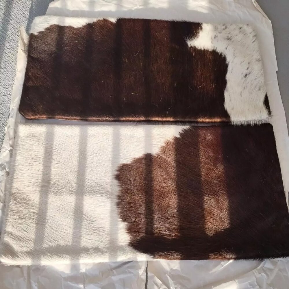 Pair, Genuine Luxury Hand Stitched Real Cowhide Lumbar Pillow Covers Brand New